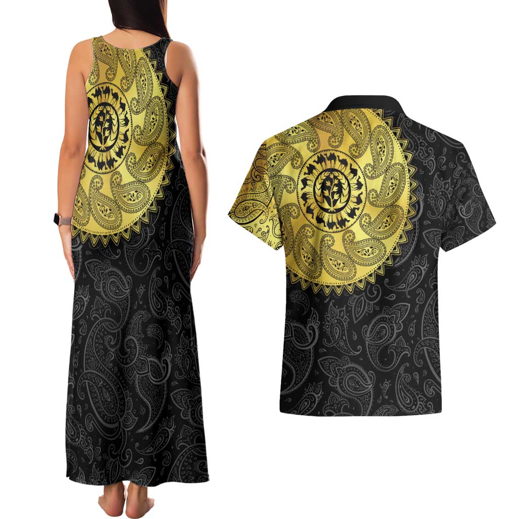 Eritrea Couples Matching Tank Maxi Dress and Hawaiian Shirt African Tribal Mix Paisley Pattern