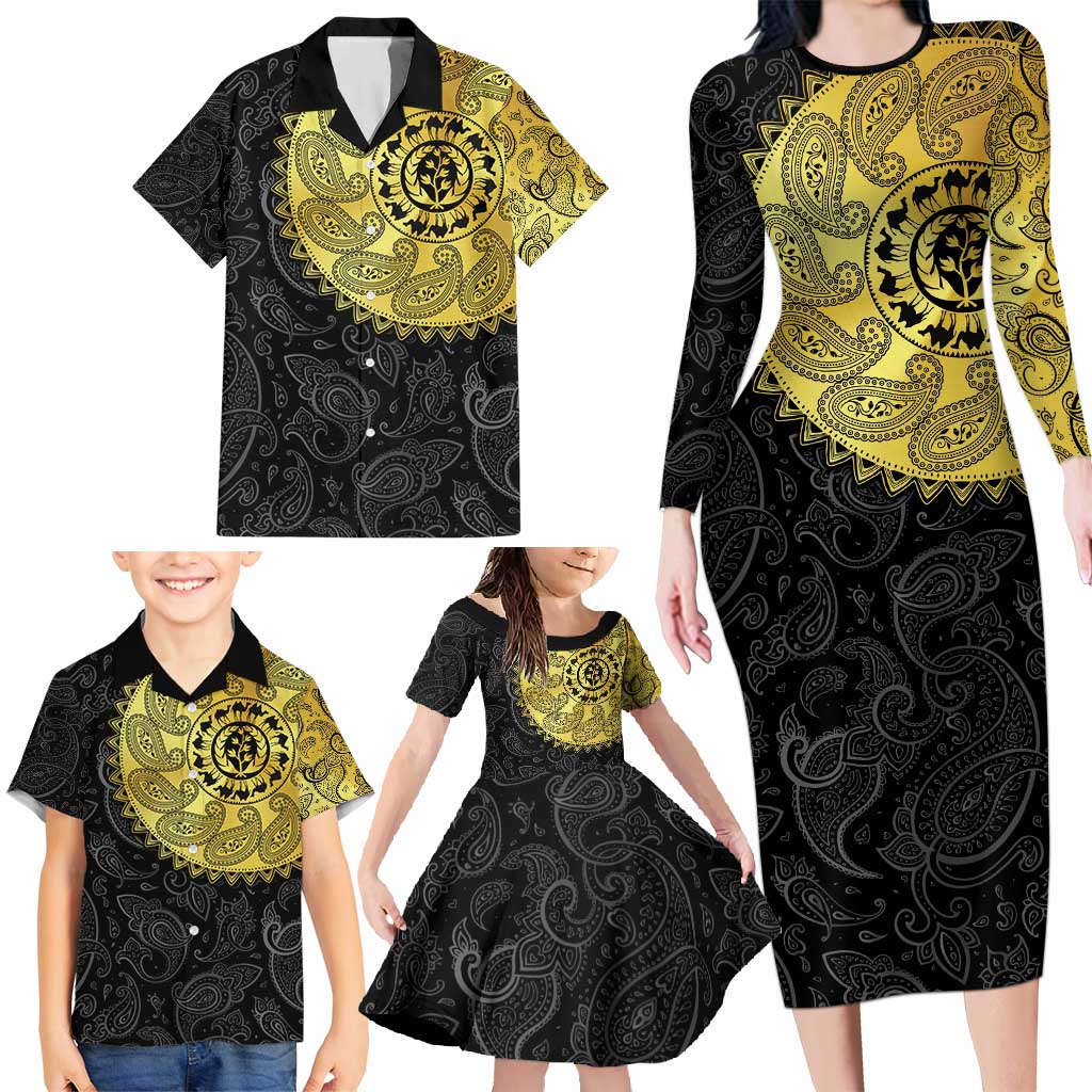 Eritrea Family Matching Long Sleeve Bodycon Dress and Hawaiian Shirt African Tribal Mix Paisley Pattern