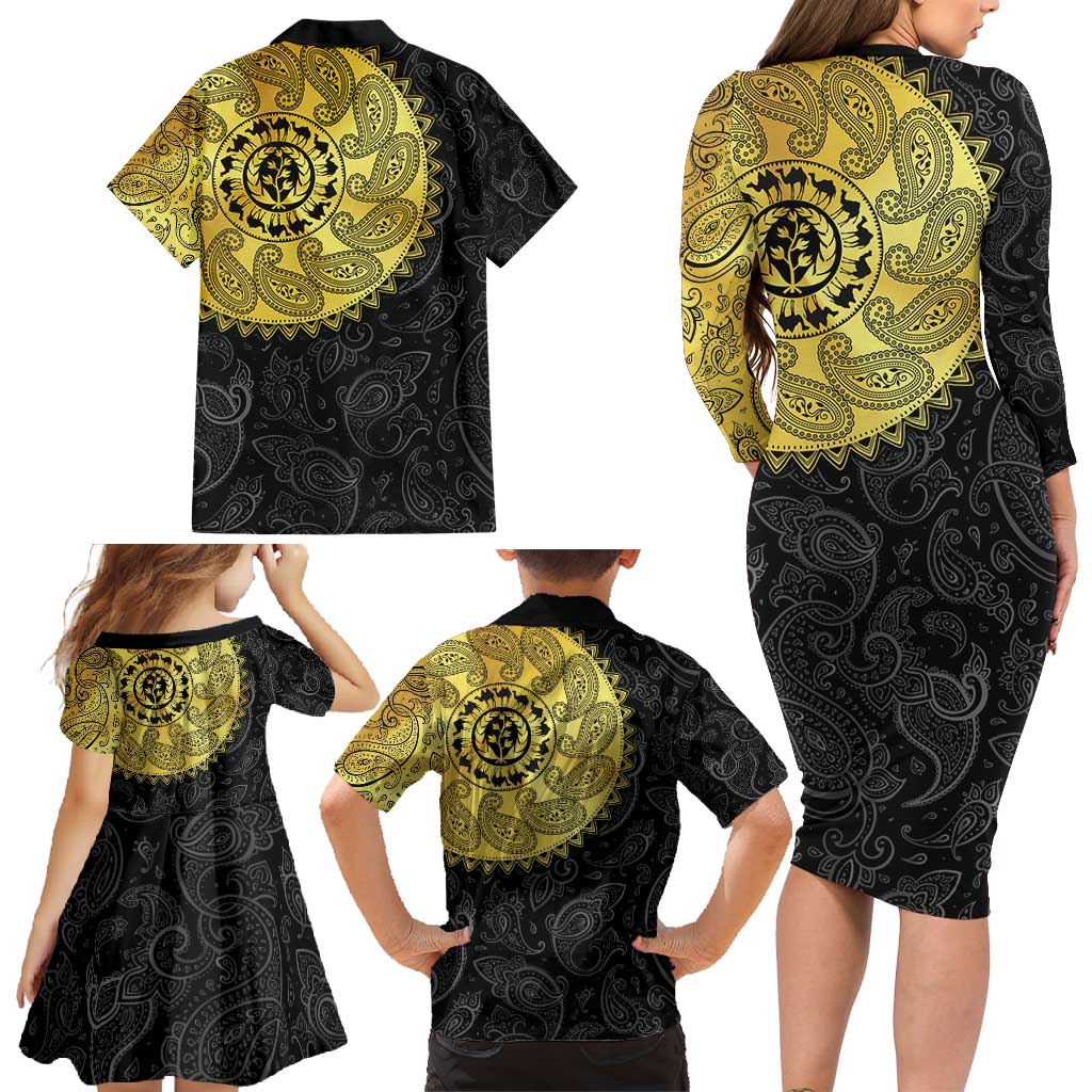 Eritrea Family Matching Long Sleeve Bodycon Dress and Hawaiian Shirt African Tribal Mix Paisley Pattern