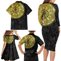 Eritrea Family Matching Long Sleeve Bodycon Dress and Hawaiian Shirt African Tribal Mix Paisley Pattern