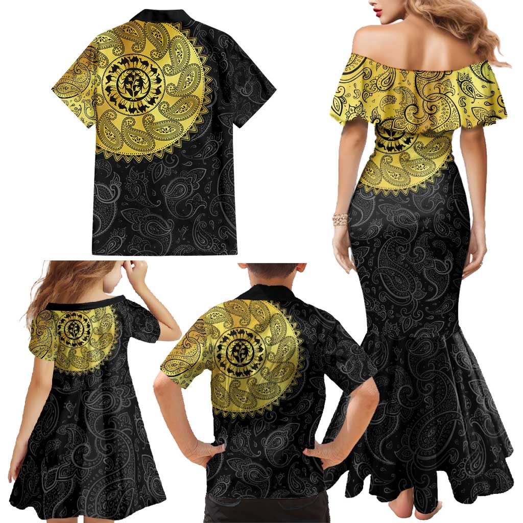 Eritrea Family Matching Mermaid Dress and Hawaiian Shirt African Tribal Mix Paisley Pattern
