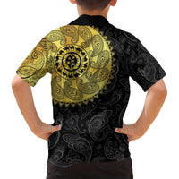 Eritrea Family Matching Off The Shoulder Long Sleeve Dress and Hawaiian Shirt African Tribal Mix Paisley Pattern