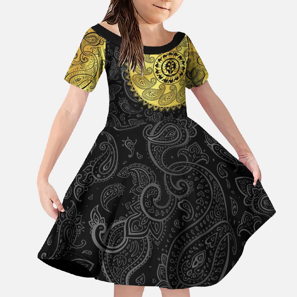Eritrea Family Matching Off Shoulder Maxi Dress and Hawaiian Shirt African Tribal Mix Paisley Pattern