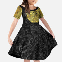 Eritrea Family Matching Off Shoulder Maxi Dress and Hawaiian Shirt African Tribal Mix Paisley Pattern