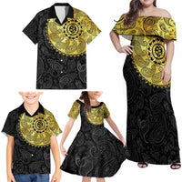 Eritrea Family Matching Off Shoulder Maxi Dress and Hawaiian Shirt African Tribal Mix Paisley Pattern