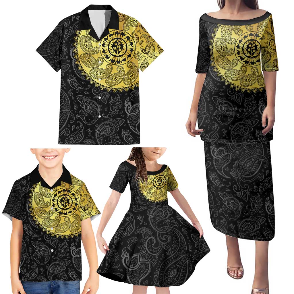 Eritrea Family Matching Puletasi and Hawaiian Shirt African Tribal Mix Paisley Pattern