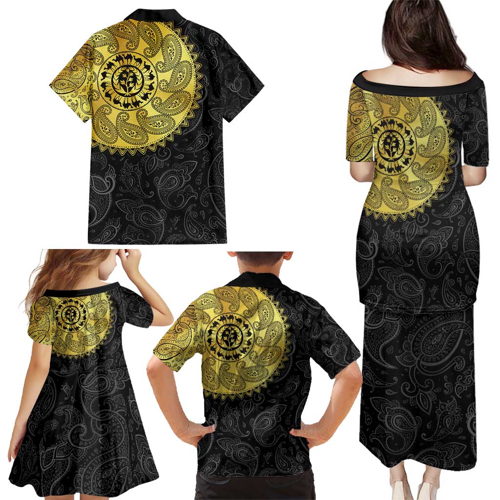 Eritrea Family Matching Puletasi and Hawaiian Shirt African Tribal Mix Paisley Pattern