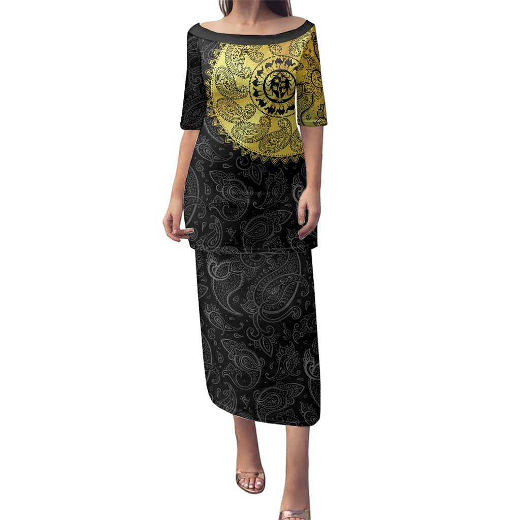 Eritrea Family Matching Puletasi and Hawaiian Shirt African Tribal Mix Paisley Pattern