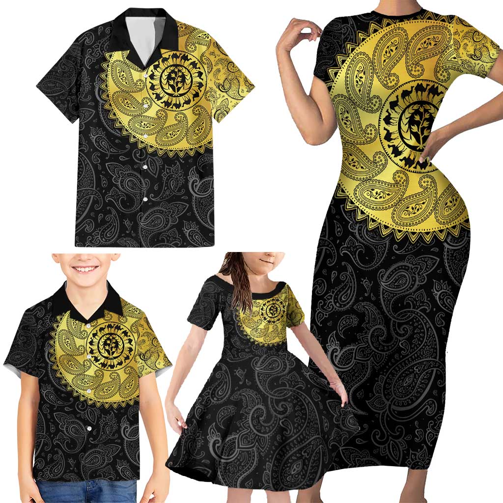 Eritrea Family Matching Short Sleeve Bodycon Dress and Hawaiian Shirt African Tribal Mix Paisley Pattern