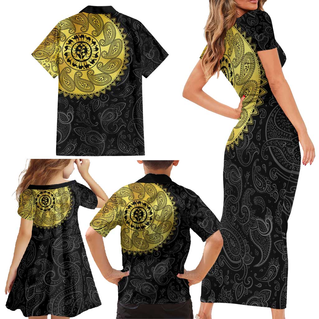 Eritrea Family Matching Short Sleeve Bodycon Dress and Hawaiian Shirt African Tribal Mix Paisley Pattern