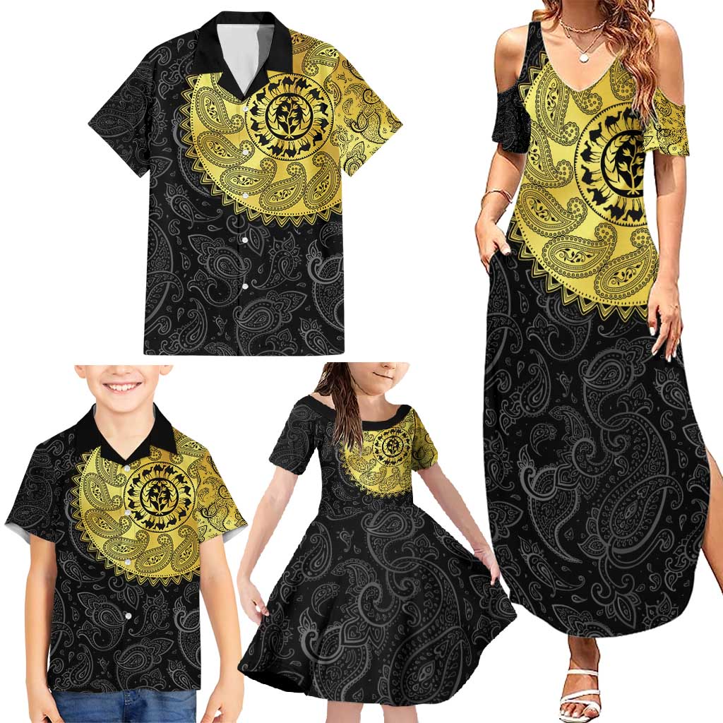 Eritrea Family Matching Summer Maxi Dress and Hawaiian Shirt African Tribal Mix Paisley Pattern