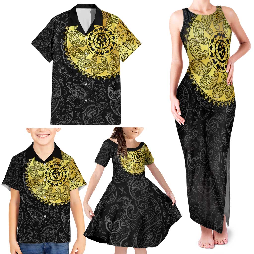 Eritrea Family Matching Tank Maxi Dress and Hawaiian Shirt African Tribal Mix Paisley Pattern