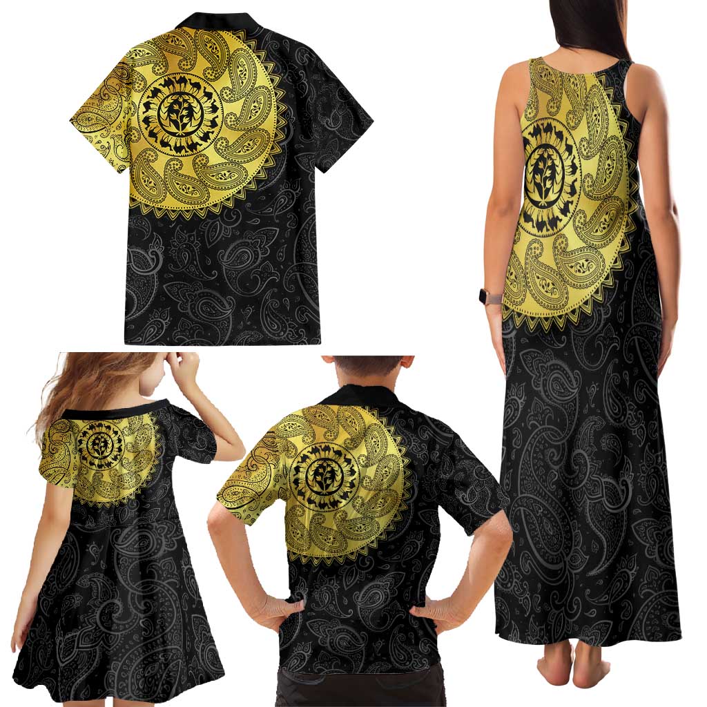 Eritrea Family Matching Tank Maxi Dress and Hawaiian Shirt African Tribal Mix Paisley Pattern