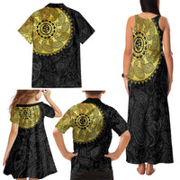 Eritrea Family Matching Tank Maxi Dress and Hawaiian Shirt African Tribal Mix Paisley Pattern