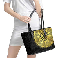 Eritrea Leather Tote Bag African Tribal Mix Paisley Pattern