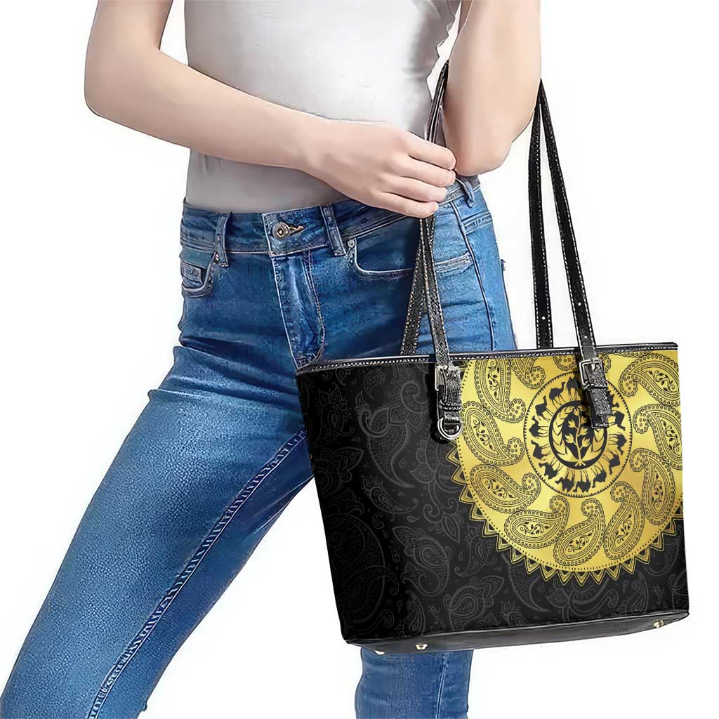 Eritrea Leather Tote Bag African Tribal Mix Paisley Pattern