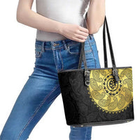 Eritrea Leather Tote Bag African Tribal Mix Paisley Pattern