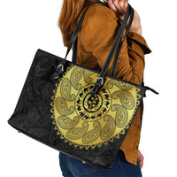 Eritrea Leather Tote Bag African Tribal Mix Paisley Pattern
