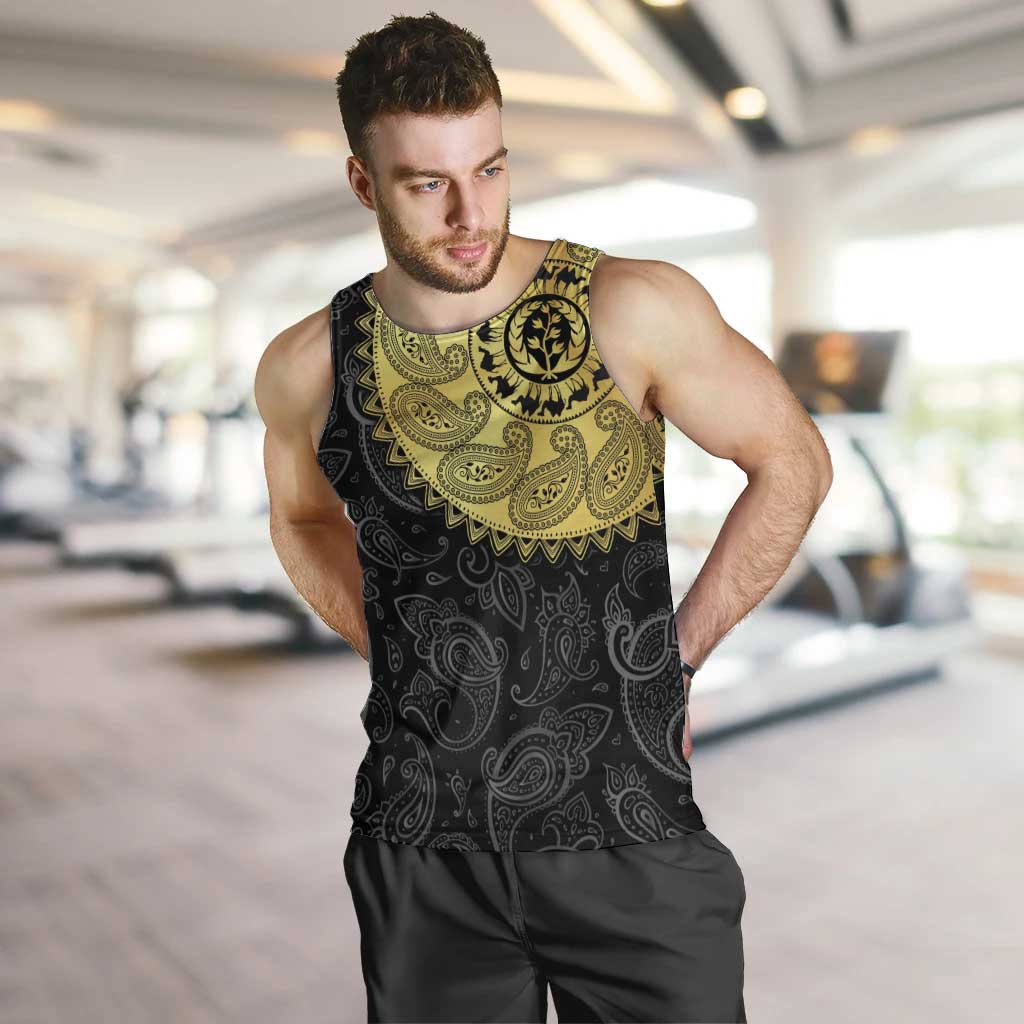 Eritrea Men Tank Top African Tribal Mix Paisley Pattern