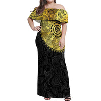 Eritrea Off Shoulder Maxi Dress African Tribal Mix Paisley Pattern