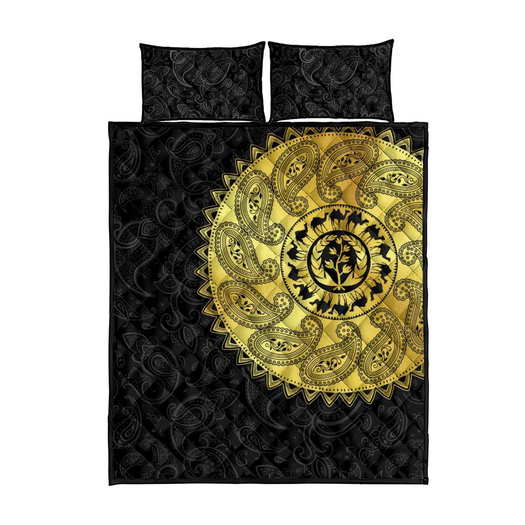 Eritrea Quilt Bed Set African Tribal Mix Paisley Pattern