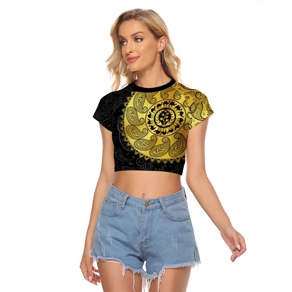 Eritrea Raglan Cropped T Shirt African Tribal Mix Paisley Pattern