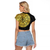 Eritrea Raglan Cropped T Shirt African Tribal Mix Paisley Pattern