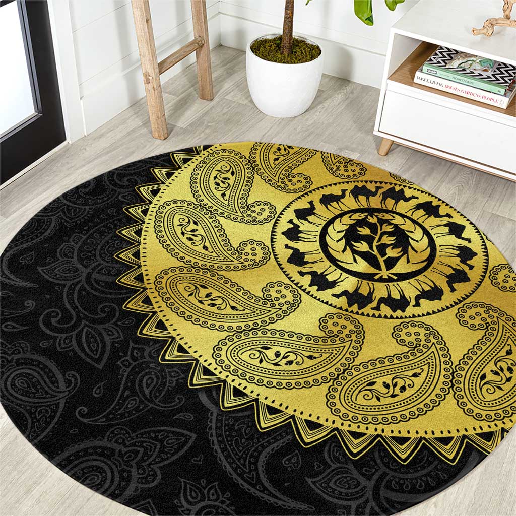 Eritrea Round Carpet African Tribal Mix Paisley Pattern