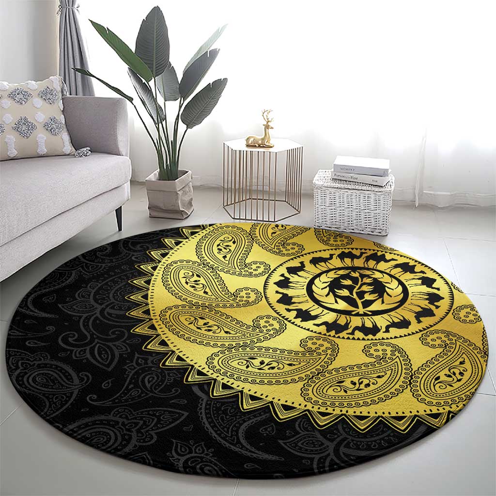 Eritrea Round Carpet African Tribal Mix Paisley Pattern