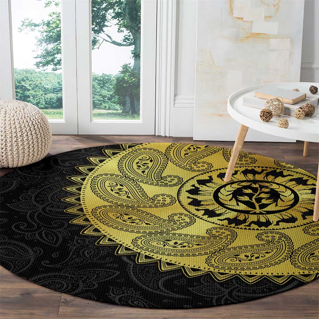 Eritrea Round Carpet African Tribal Mix Paisley Pattern