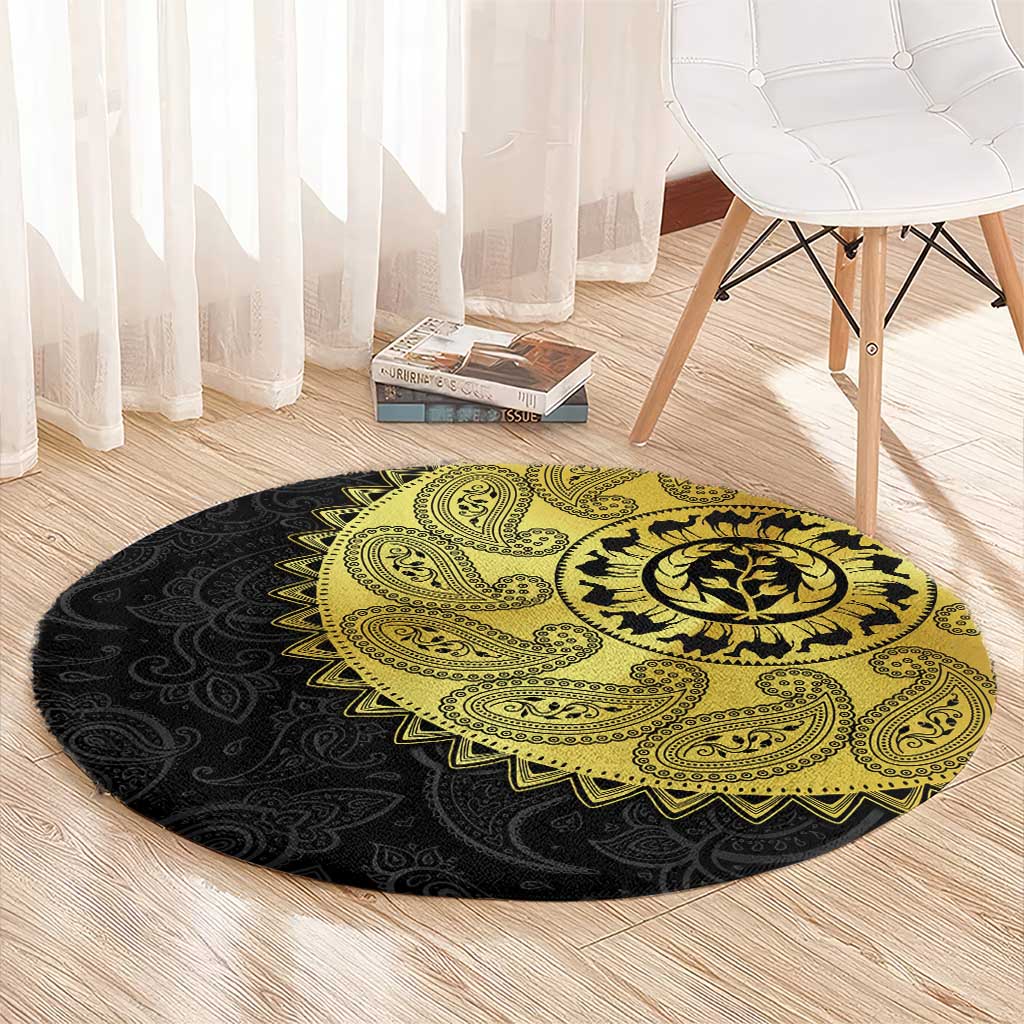 Eritrea Round Carpet African Tribal Mix Paisley Pattern