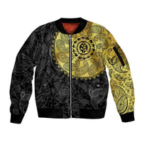 Eritrea Sleeve Zip Bomber Jacket African Tribal Mix Paisley Pattern