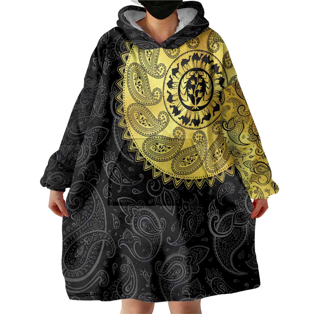 Eritrea Wearable Blanket Hoodie African Tribal Mix Paisley Pattern