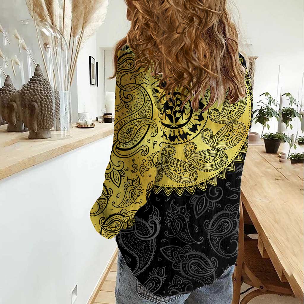 Eritrea Women Casual Shirt African Tribal Mix Paisley Pattern