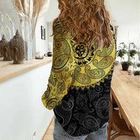 Eritrea Women Casual Shirt African Tribal Mix Paisley Pattern