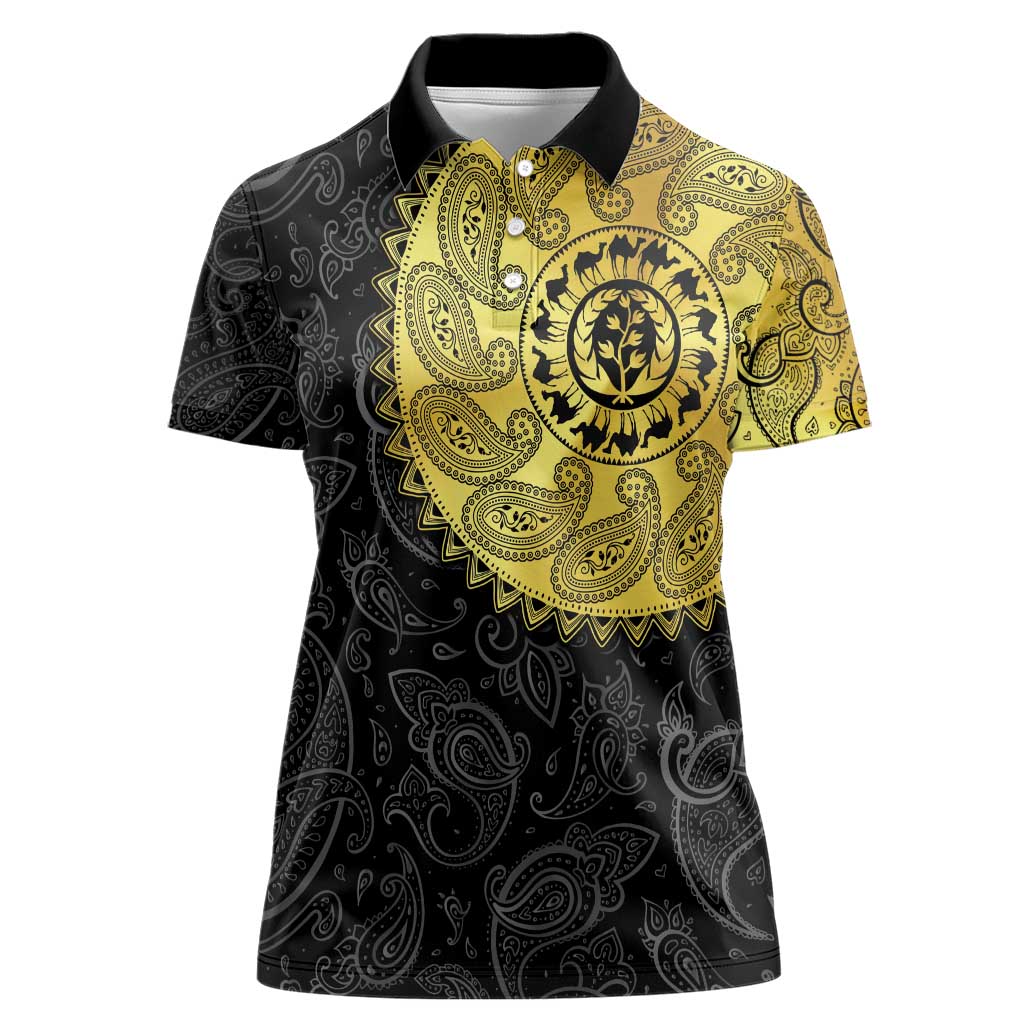 Eritrea Women Polo Shirt African Tribal Mix Paisley Pattern