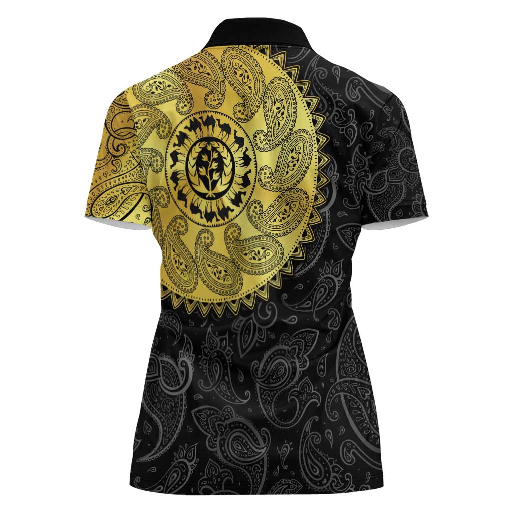 Eritrea Women Polo Shirt African Tribal Mix Paisley Pattern