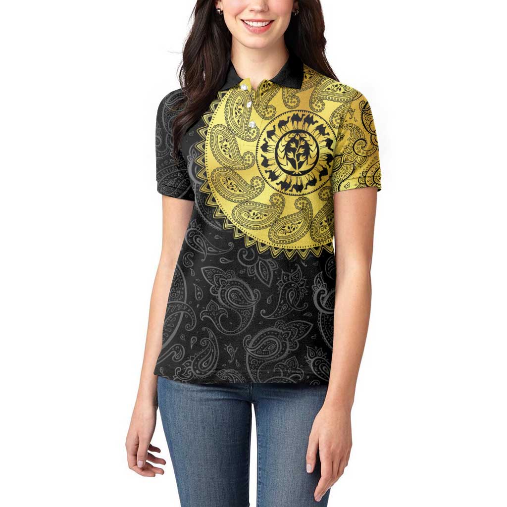 Eritrea Women Polo Shirt African Tribal Mix Paisley Pattern