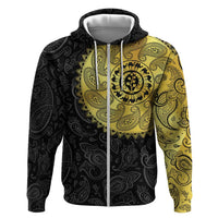 Eritrea Zip Hoodie African Tribal Mix Paisley Pattern
