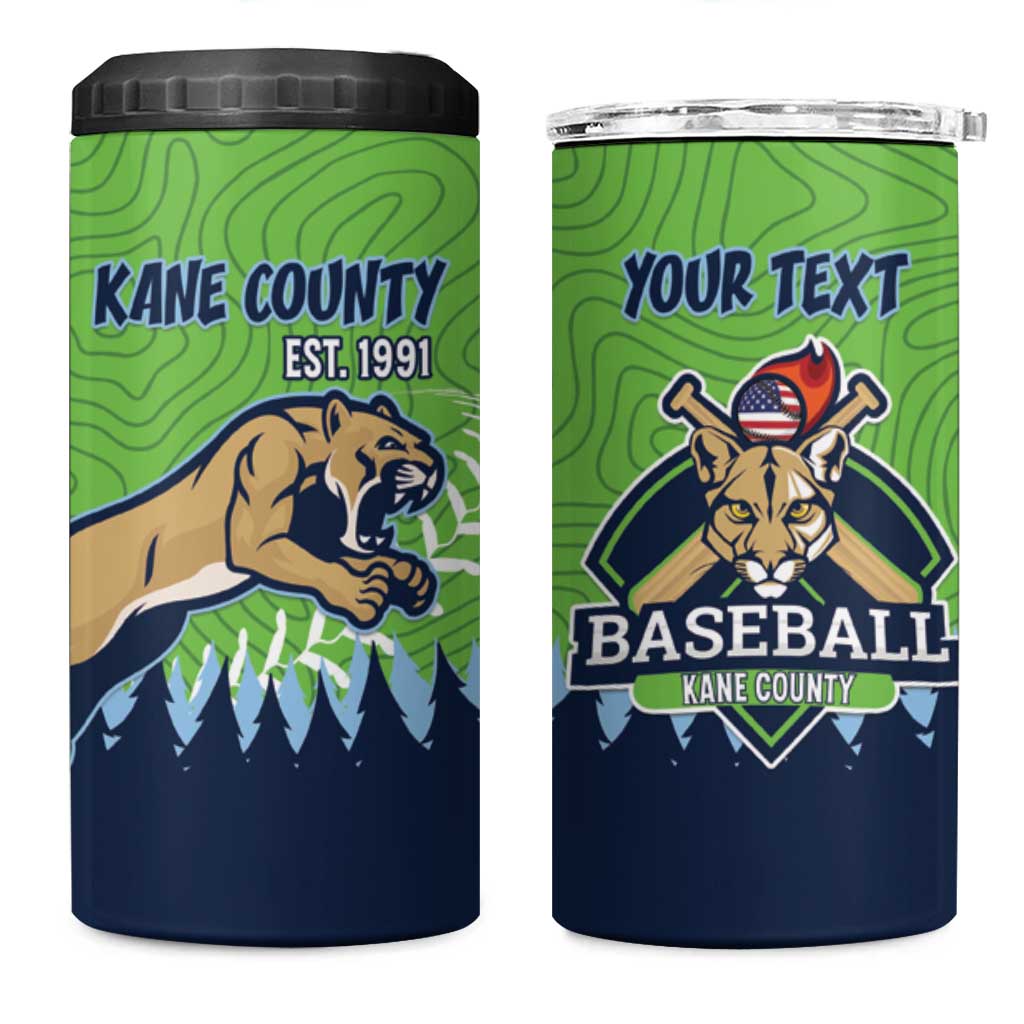 Kane County 2025 Baseball Custom 4 in 1 Can Cooler Tumbler Cougar Fight Cougar Win