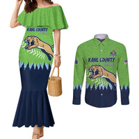 Kane County 2025 Baseball Custom Couples Matching Mermaid Dress and Long Sleeve Button Shirt Cougar Fight Cougar Win