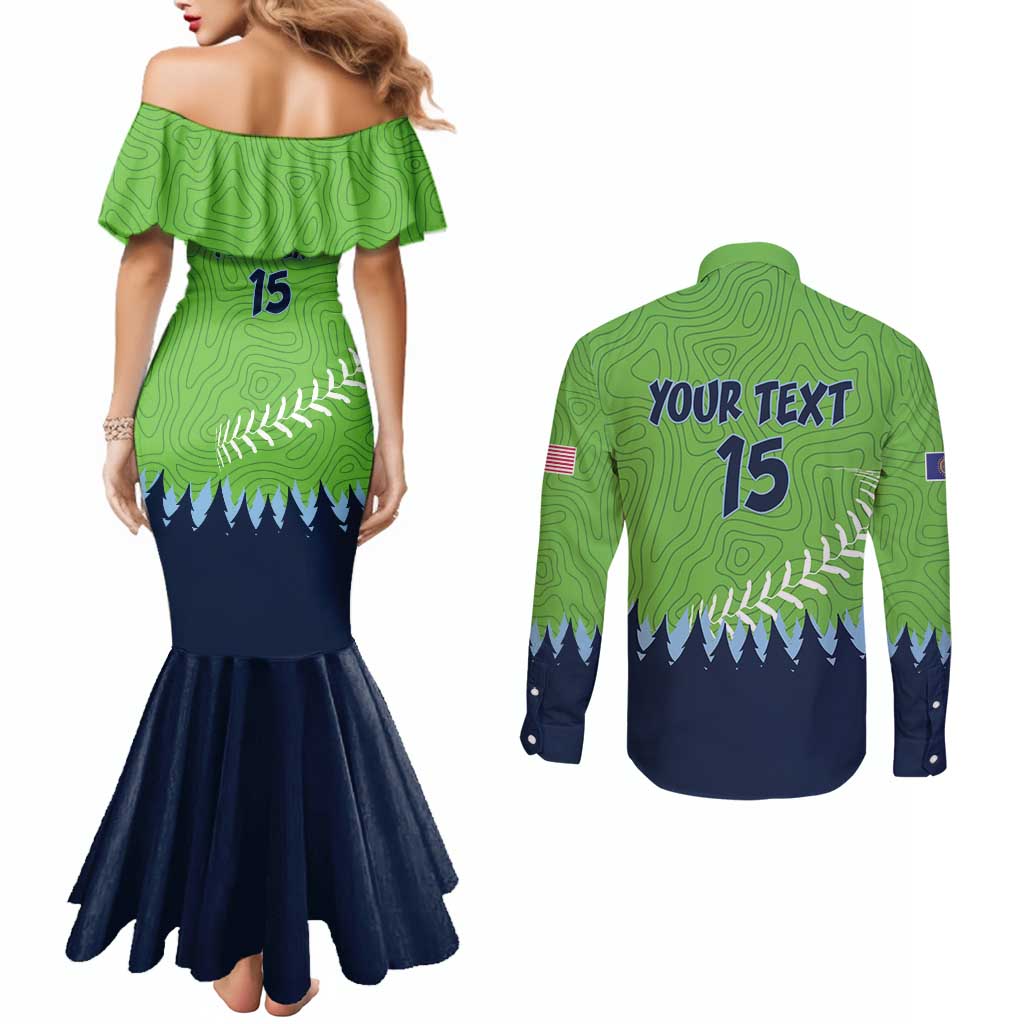 Kane County 2025 Baseball Custom Couples Matching Mermaid Dress and Long Sleeve Button Shirt Cougar Fight Cougar Win