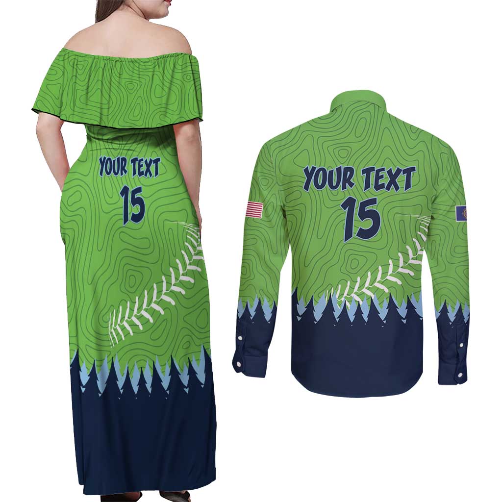 Kane County 2025 Baseball Custom Couples Matching Off Shoulder Maxi Dress and Long Sleeve Button Shirt Cougar Fight Cougar Win