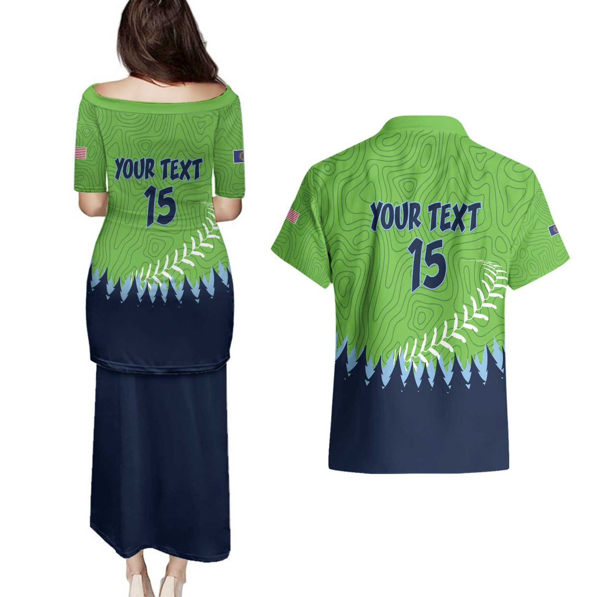 Kane County 2025 Baseball Custom Couples Matching Puletasi and Hawaiian Shirt Cougar Fight Cougar Win