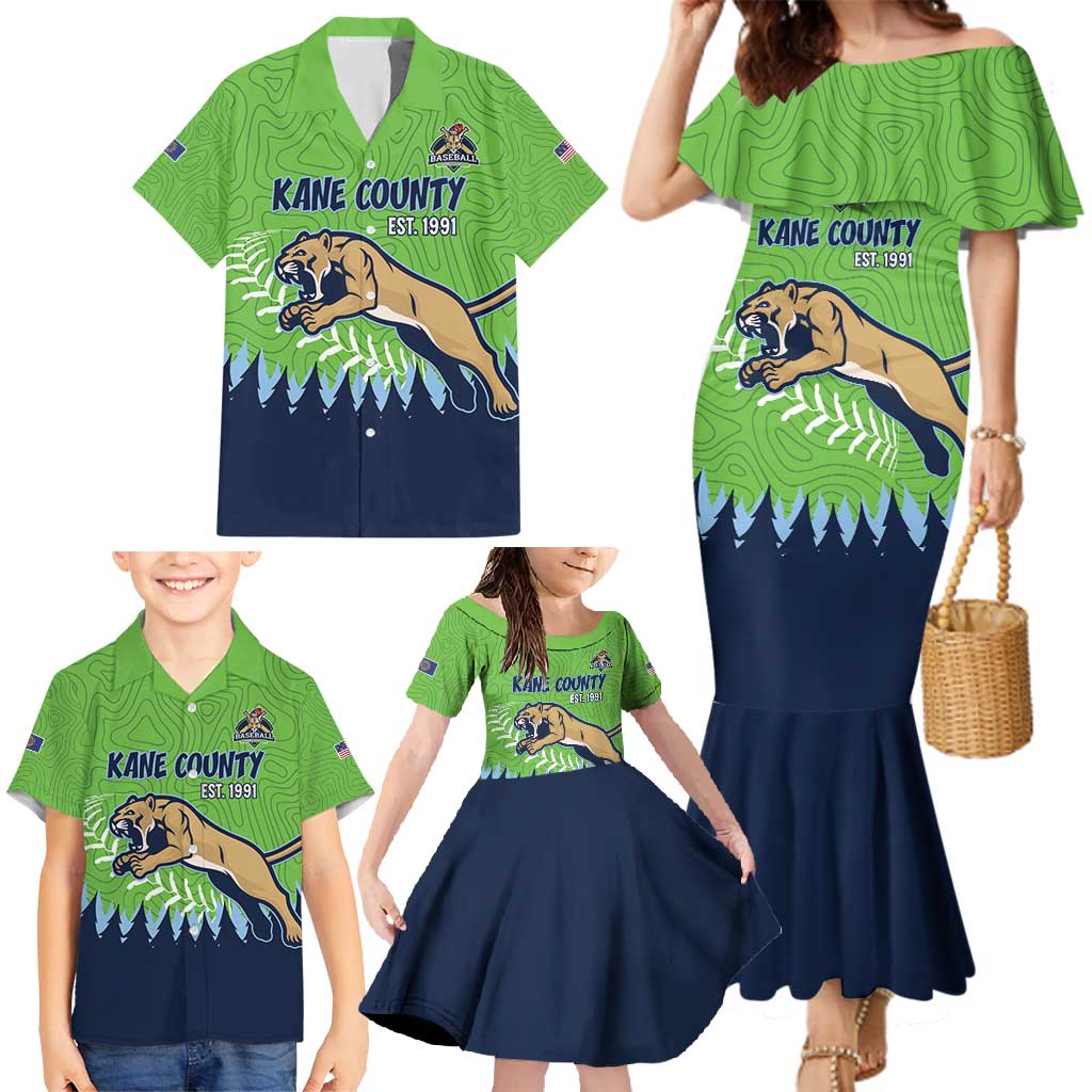 Kane County 2025 Baseball Custom Family Matching Mermaid Dress and Hawaiian Shirt Cougar Fight Cougar Win