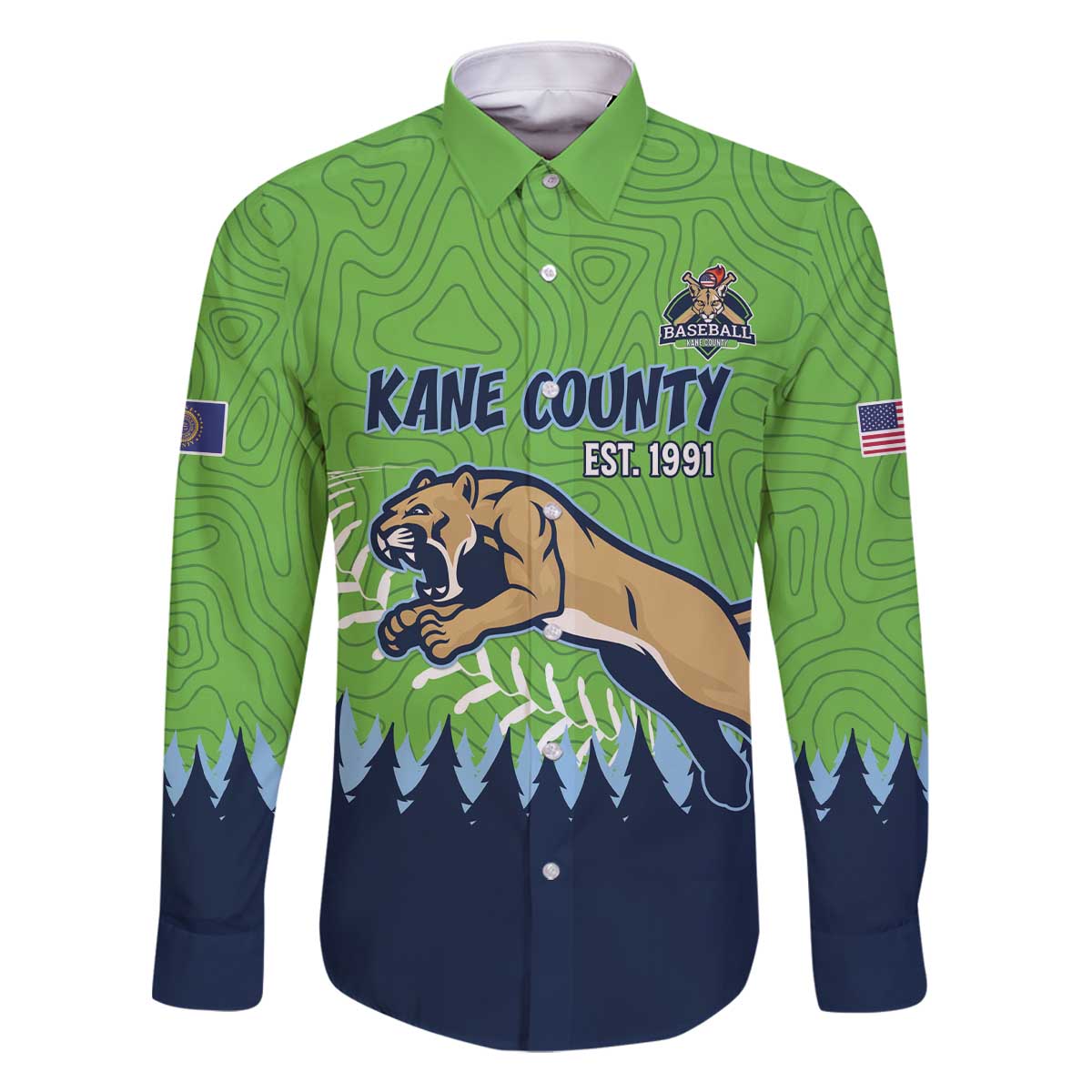 Kane County 2025 Baseball Custom Family Matching Off The Shoulder Long Sleeve Dress and Hawaiian Shirt Cougar Fight Cougar Win