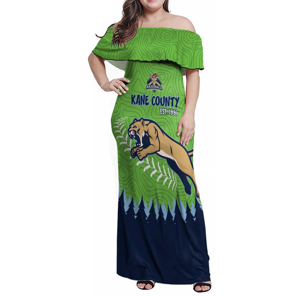 Kane County 2025 Baseball Custom Family Matching Off Shoulder Maxi Dress and Hawaiian Shirt Cougar Fight Cougar Win