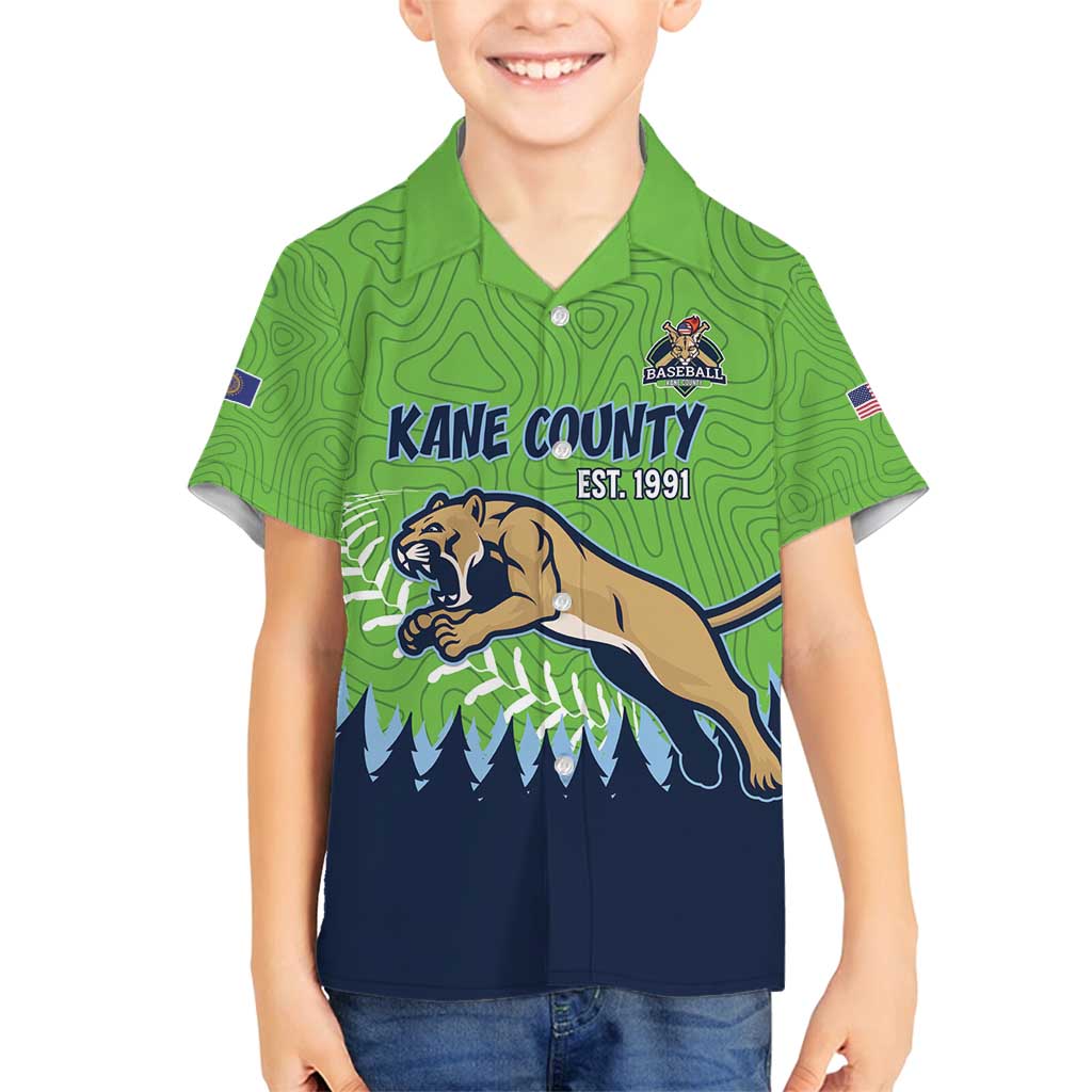 Kane County 2025 Baseball Custom Family Matching Off Shoulder Maxi Dress and Hawaiian Shirt Cougar Fight Cougar Win