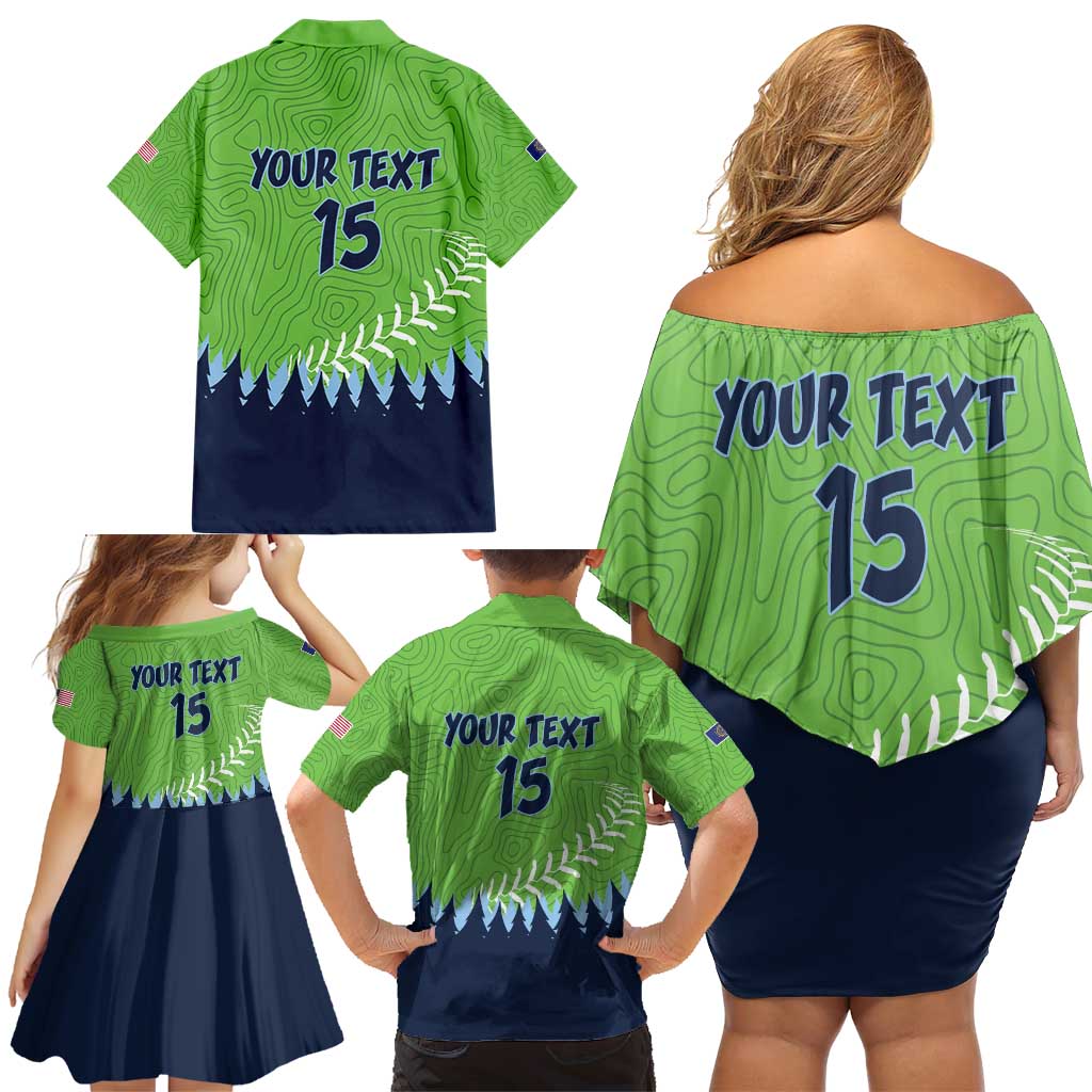 Kane County 2025 Baseball Custom Family Matching Off Shoulder Short Dress and Hawaiian Shirt Cougar Fight Cougar Win