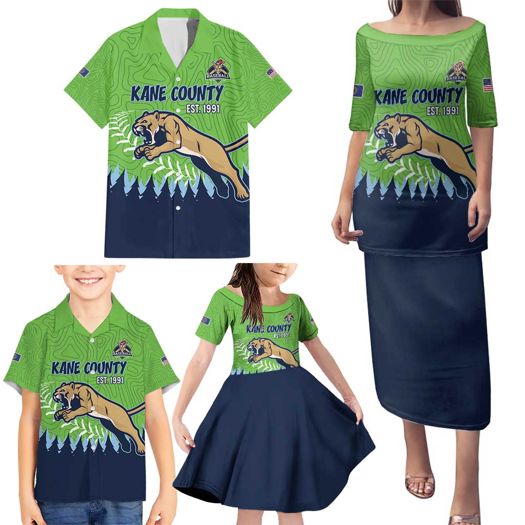 Kane County 2025 Baseball Custom Family Matching Puletasi and Hawaiian Shirt Cougar Fight Cougar Win